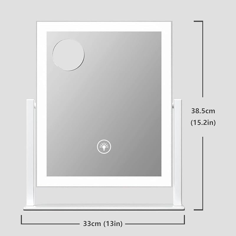 Gvnkvn 15.2 x 13 in Lighted Makeup Mirror with 10X Magnifier - White