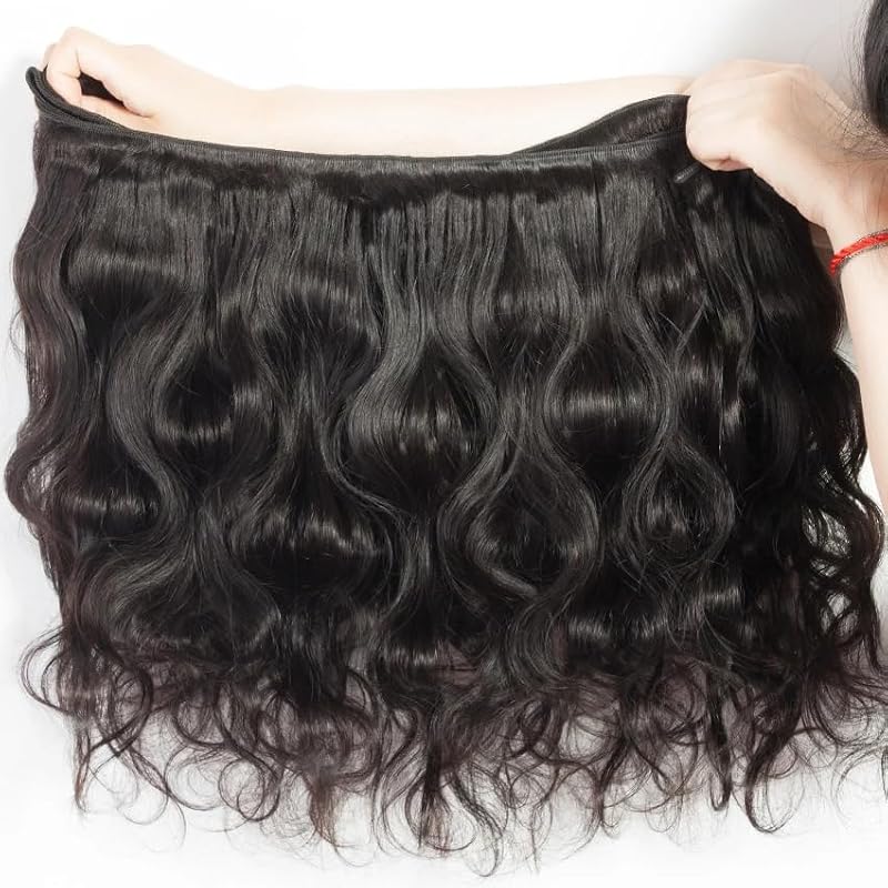 3 Bundles Human Hair Body Wave Extensions - Natural Black 18 20 22 Inch
