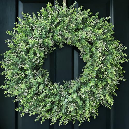 YXZZWL 32'' Artificial Eucalyptus Wreath with Seeds - Green Front Door Decor