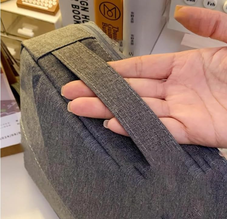 Multi-purpose Large Capacity Oxford Cloth Standing Makeup Bag, Waterproof Makeup Organizer with Compartments,Large Capacity Stationery Organizer, Portable Toiletry Bag and Stationery Storage (Navy)