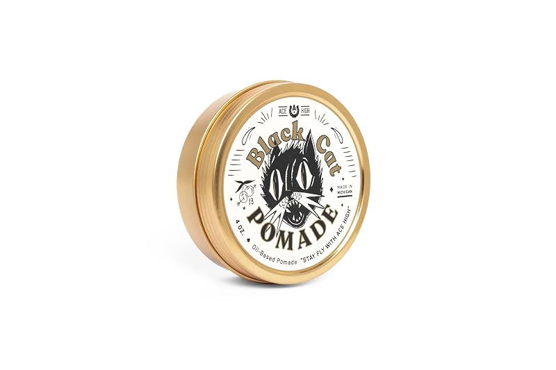Ace High Black Cat Pomade for Men – Firm Hold, High Shine, Oil Based 4 oz