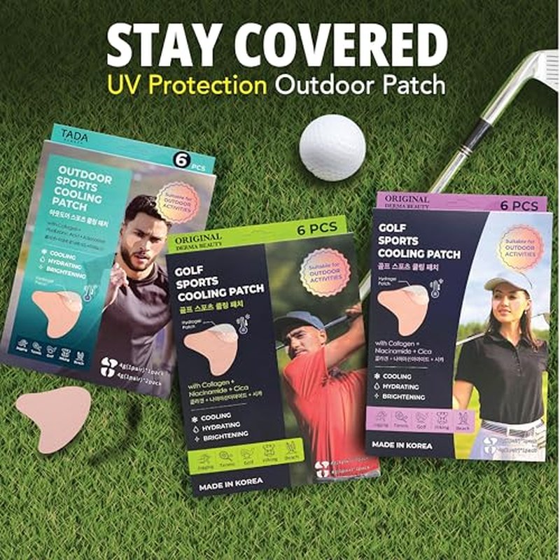 12Pairs (24patchs) Sun Patch, Under Eye UV Protection for Golf, Hiking, Driving, Outdoor Sports | Cooling Sunblock Patches, Scar & Sun Damage Protection