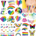 140PCS Colorful Temporary Tattoos - Rainbow Lips Butterfly Rose Heart Tattoo Body Stickers - Rainbow Pride Tattoos Pride Equality Parades Celebrations (9 Sheets)
