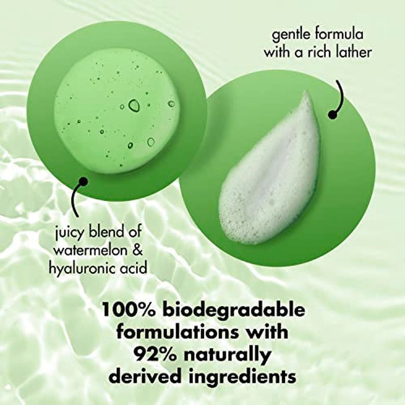 Love Beauty and Planet Plant-Based Body Wash Hydrate and Restore Skin Watermelon and Hyaluronic Acid Made with Plant-Based Cleansers and Skin Care Ingredients, 100% Biodegradable 20 fl oz