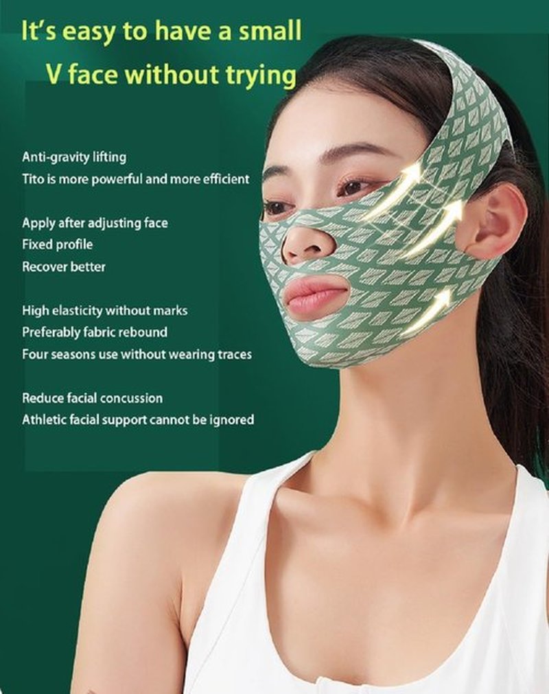 Beauty Face Sculpting Sleep Mask Adjustable Face Silicone Reduce Facial Chin Double Bandage Lifting Tightening Mask Skin Care (Green)