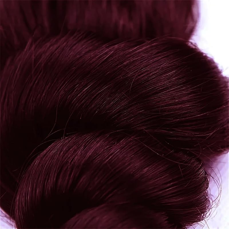 Wine Red Loose Wave Hair Extensions - 99J Burgundy Human Hair Bundles 24-28 Inch, 3 Bundles