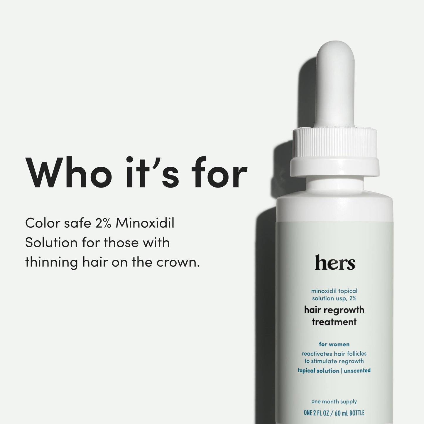 hers Topical Minoxidil Solution, 2% - Hair Growth Treatment for Women - Clinically Proven to Reduce Hair Loss in 3-6 Months - Unscented, 2 Pack