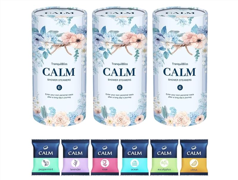 TranquilBliss 18 Shower Steamers Set - 6 Refreshing Scents, Individually Packaged, Perfect for Relaxation Gifts for Women