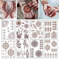 8 Sheets Red Brown Temporary Tattoo Stickers Fake Tattoo Lace Floral Temporary Waterproof Body Art Long Lasting Stickers for Women Festivals Wedding Masquerade Party Decorations Design