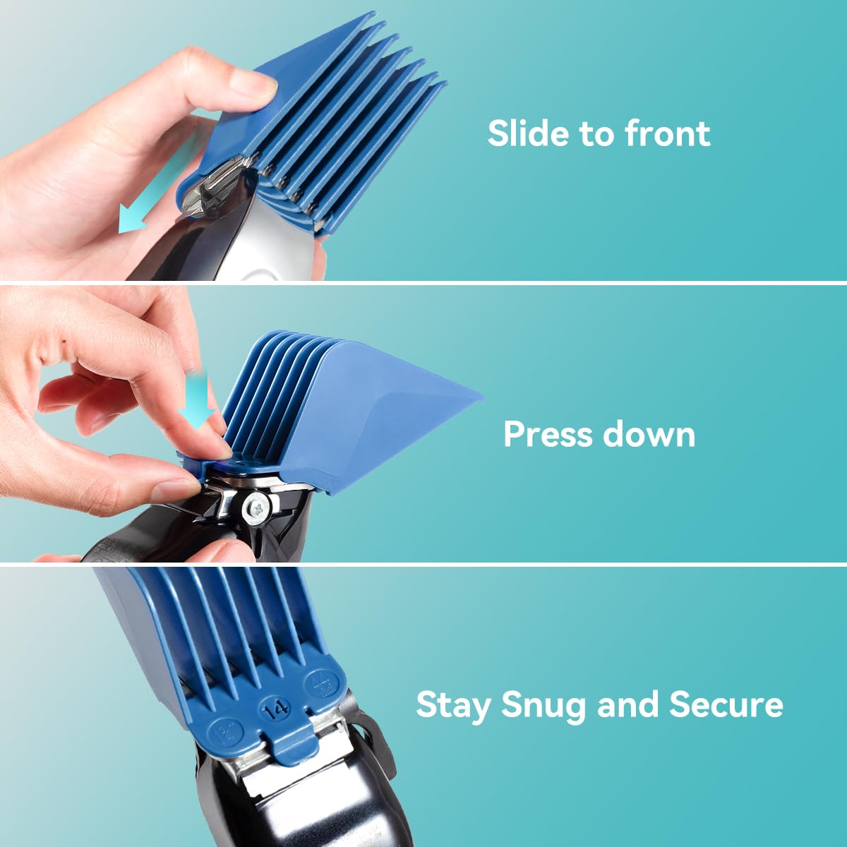 Clipper Guards 16 14 12 10 Compatible with Most Wahl Clippers, Color Coded Clipper Combs Replacement - 1.25", 1.5", 1.75" & 2"