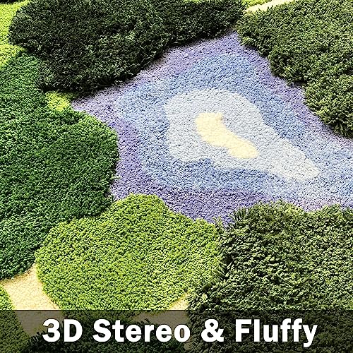 3x5 Feet 3D Moss Rug with Oval Lake Variation, Non-Slip Shag Carpet Indoor Green