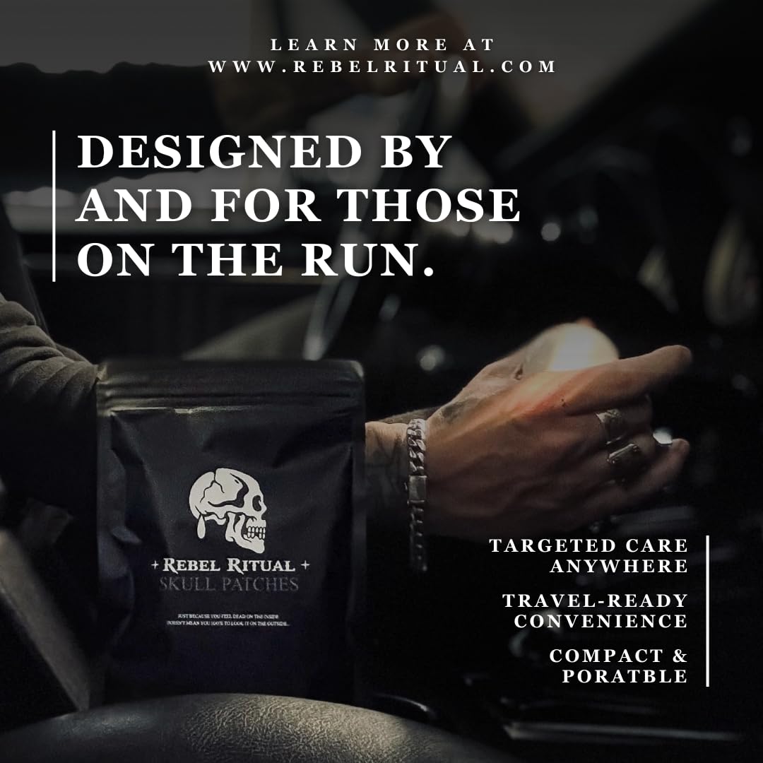 Rebel Ritual Under Eye Patch: men's under eye patch, brightens under eyes, anti-aging, collagen, charcoal, sea moss, Vitamins A, C, E, & K, reduces puffiness, moisturizes, all skin types