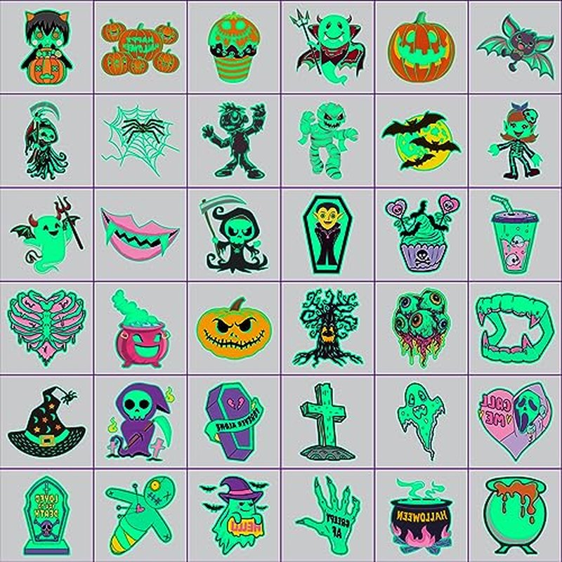 For Halloween Party Favors Supplies - 102 PCS Glow-in-the-Dark Individually Wrap Temporary Tattoos for Kids - Perfect Birthday Party Decorations Favors, Halloween Gifts Goodie Bag Fillers