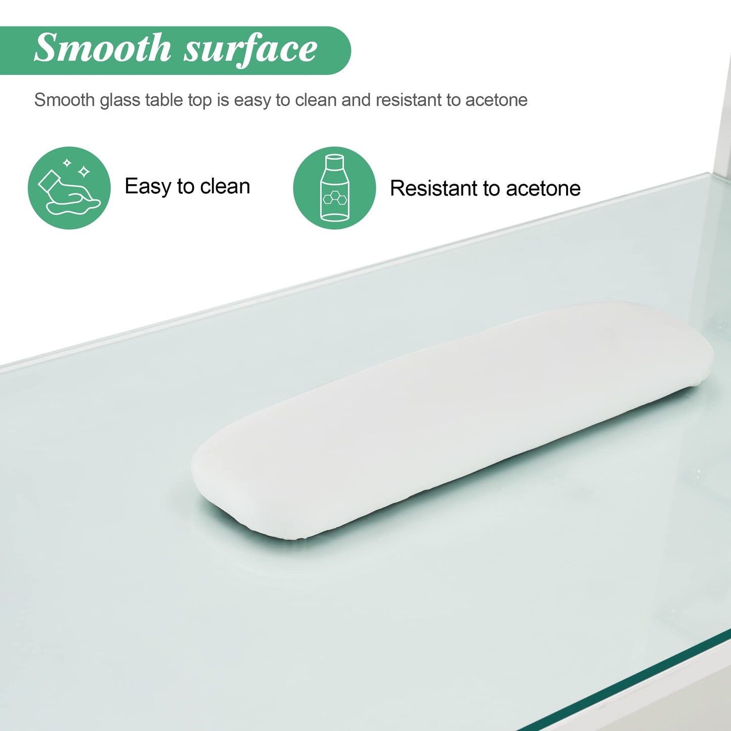 BarberPub Manicure Table with Drawers, Storage Shelves Spa Beauty Salon Station Nail Desk 2673, 45*60*19 inch (White)