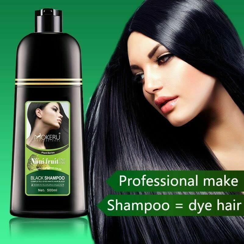 Organic Natural Black Hair Dye Shampoo - 5 Minute Noni Plant Hair Color