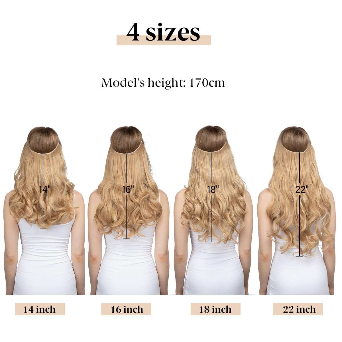 SARLA Invisible Wire Hair Extensions with 3 Clips Long Synthetic Wavy Curly Hairpiece Adjustable Transparent Headband for Women 18 Inch Ash Medium Brown/Ash Blonde Highlights