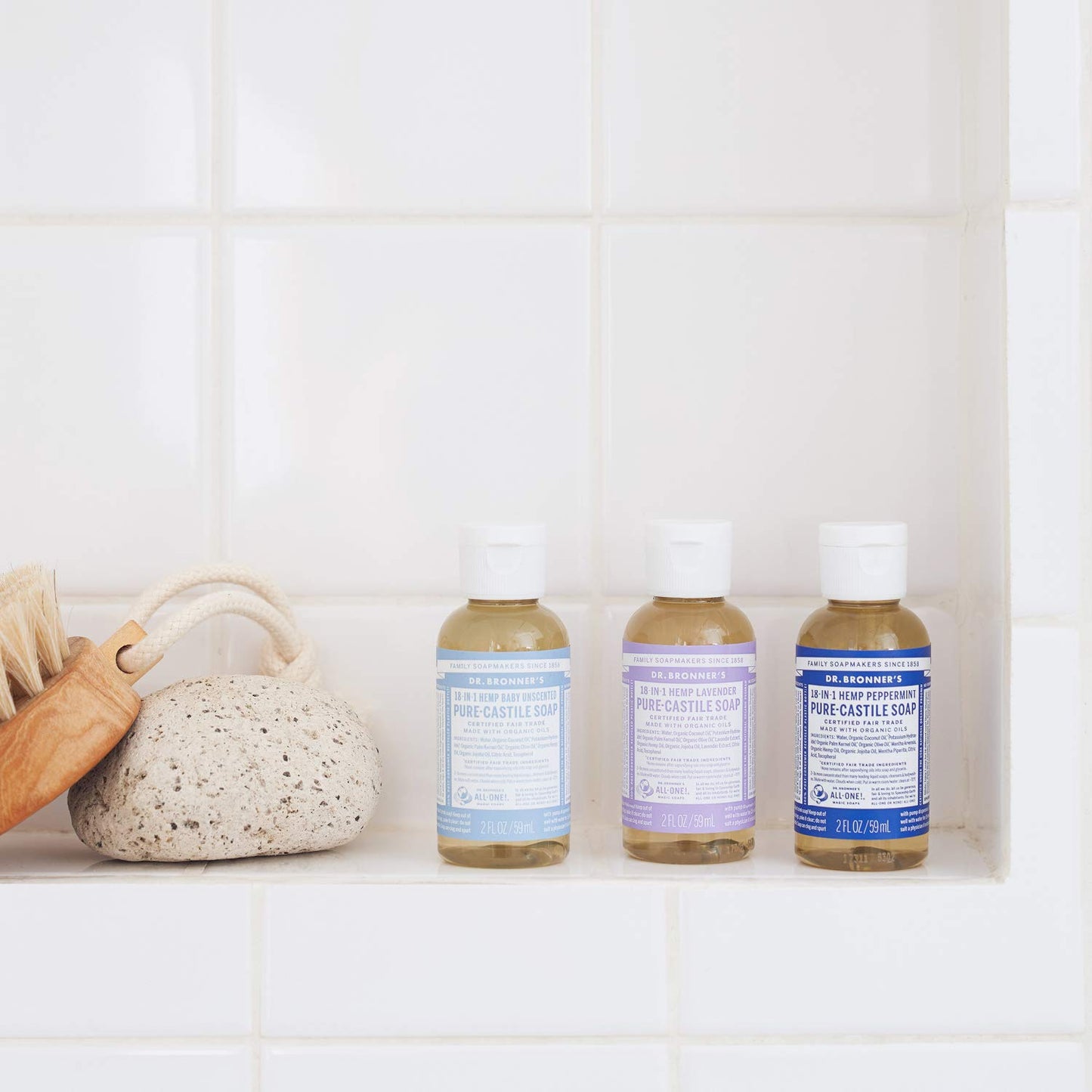 Dr. Bronner’s - Pure-Castile Liquid Soap (Baby Unscented, Travel Size, 2 ounce) - Made with Organic Oils, 18-in-1 Uses: Face, Body, Hair, Laundry, Pets and Dishes, Concentrated, Vegan, Non-GMO