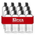 12Pcs 16oz Clear Plastic Refillable Travel Bottles with Black Disc Top Caps - Variation: Clear+16 Ounces (Pack of 12)