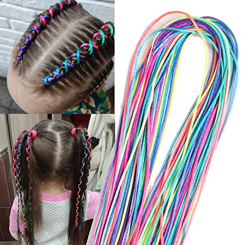 50pcs Hair Braids Assorted Gradient Colorful Braided Hair Rope Band Set for Ponytail braids Women Girl DIY Braid Hair Styling Accessories Wraps