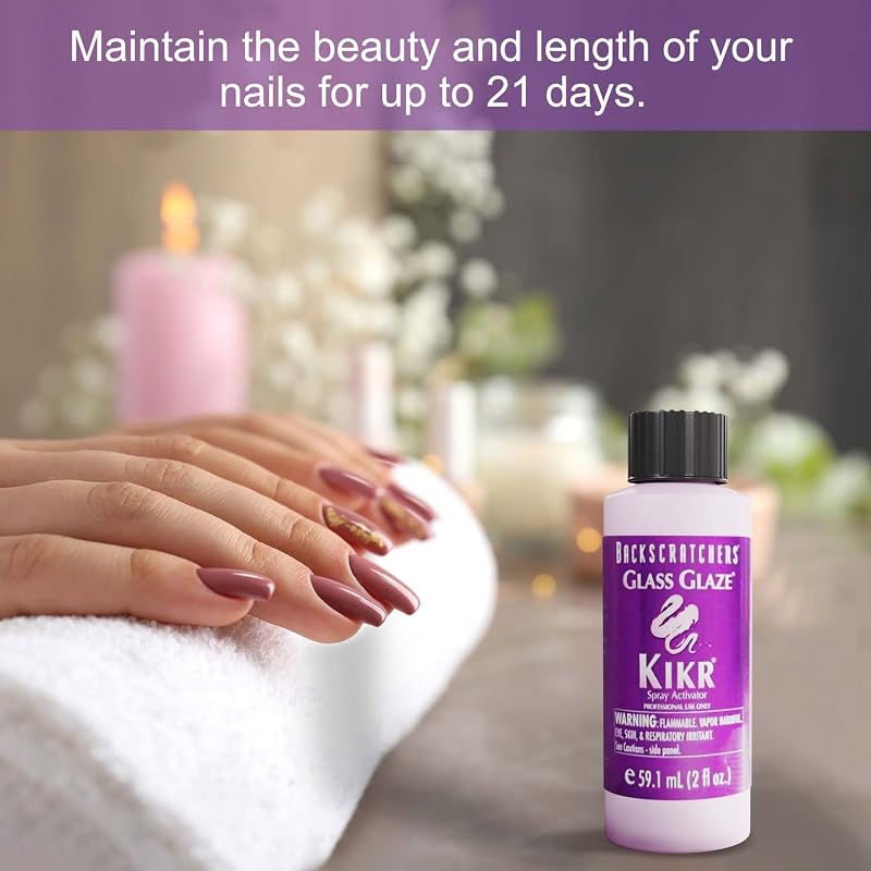 Backscratchers Kikr Nail Resin Activator 2 oz – Quick Dry Spray for Silk & Fiberglass Wraps