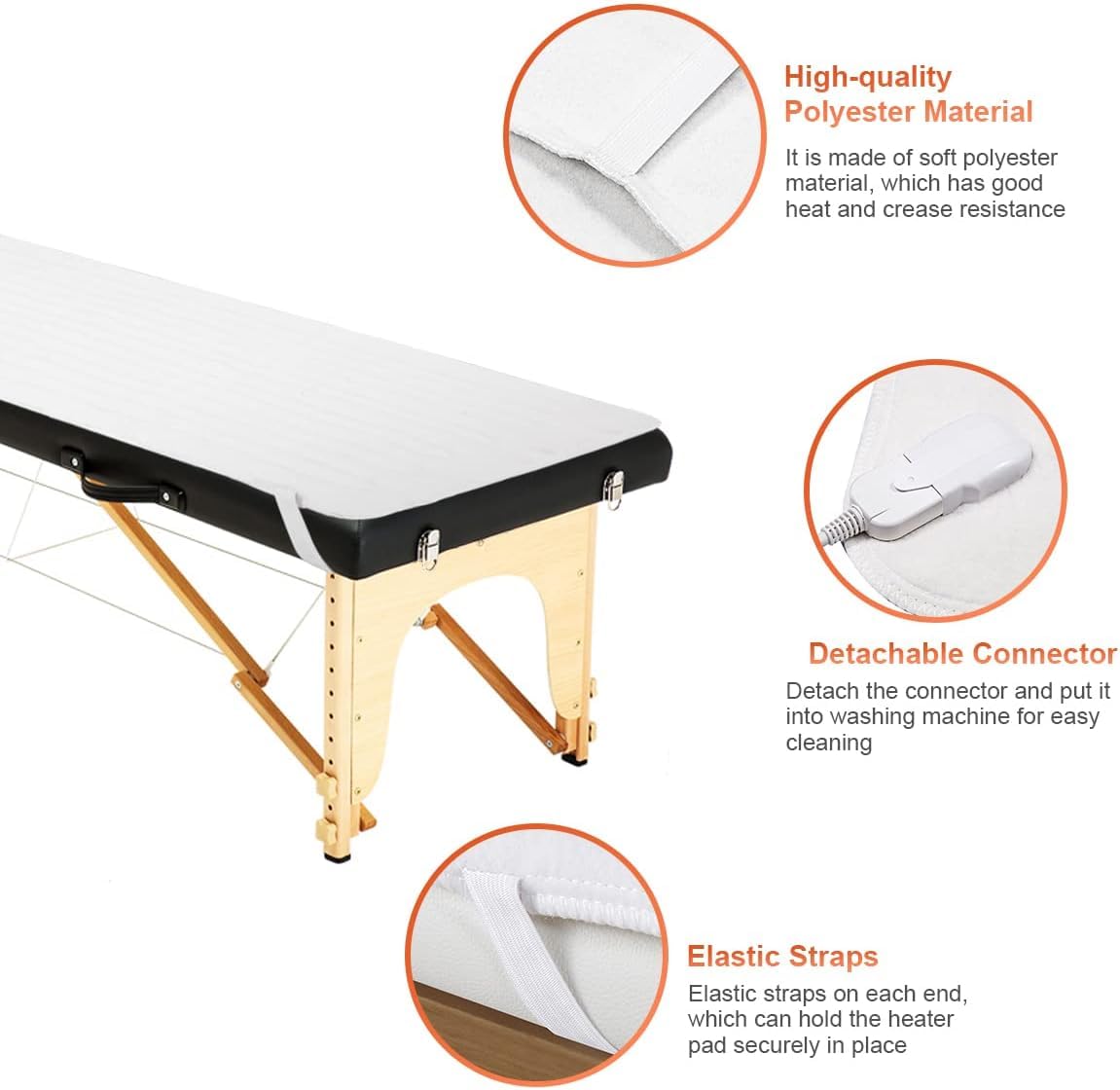 HOMGX Massage Table Warmer, Electric Heated Mattress Pad Bed Warmer w/Overheat Protection & 3 Heat Settings, Machine Washable Spa Table Heating Pad for Home and Office