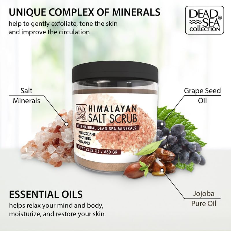 Himalayan Salt Body Scrub - Exfoliating Moisturizing Dead Sea Minerals 23.3 Oz - Dead Sea Collection