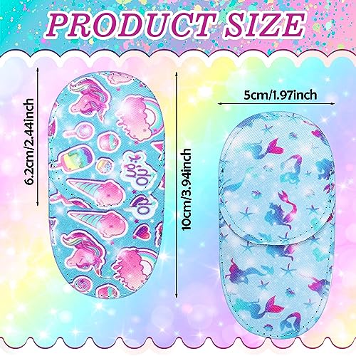 Newcotte 12 Pcs Eye Patch for Kids Toddler Reusable Adjustable Girls Boys Eyepatch for Glasses Left or Right Eye Patch, Assorted Patterns(Mermaid)