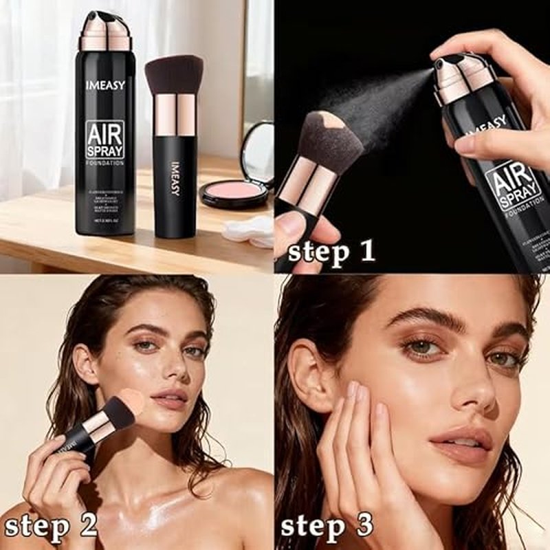 Airbrush Makeup Foundation Spray, Flawless Full Coverage Foundation, Long-Lasting, Breathable & Moisturizing for Older Women, Teens, and Mature Skin, Buildable Coverage for Smooth Radiant Skin (NUDE)
