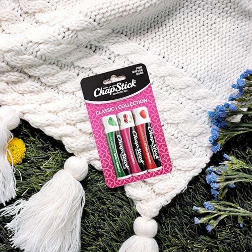 ChapStick Lip Moisturizer, Classic Flavors Variety 3-Packs (12 Sets/36 Tubes) - Bulk Lip Balm, Cherry, Strawberry, and Spearmint, 0.15 Oz Ea