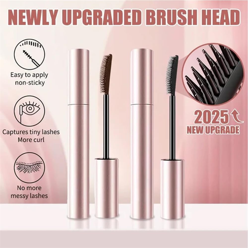 Yamlo Eme Mascara, Lengthening and Curling Mascara, Black & Brown Duo For Lash Makeup, Waterproof & Sweatproof Long Lasting Non-Smudged (2Pcs Black)