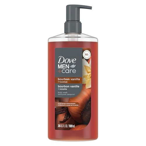 DOVE MEN + CARE Plant-Based Bourbon Vanilla + Hazelnut Body Wash for Men For Moisturized Skin 26 Fl Oz