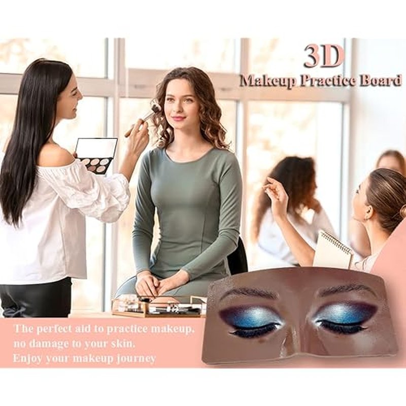 3D Realistic Makeup Practice Face Board Set With Kit for Professional Artists, Students and Beginners - Eyes and Eyeshadow Training Mannequin