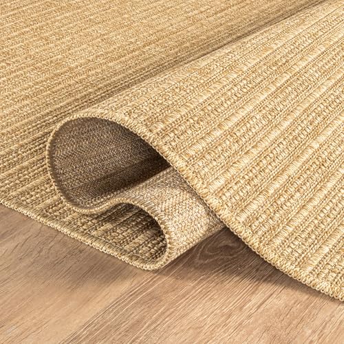 Striped Gold 5x7 Indoor Outdoor Jute Rug - Washable Boho Area Carpet