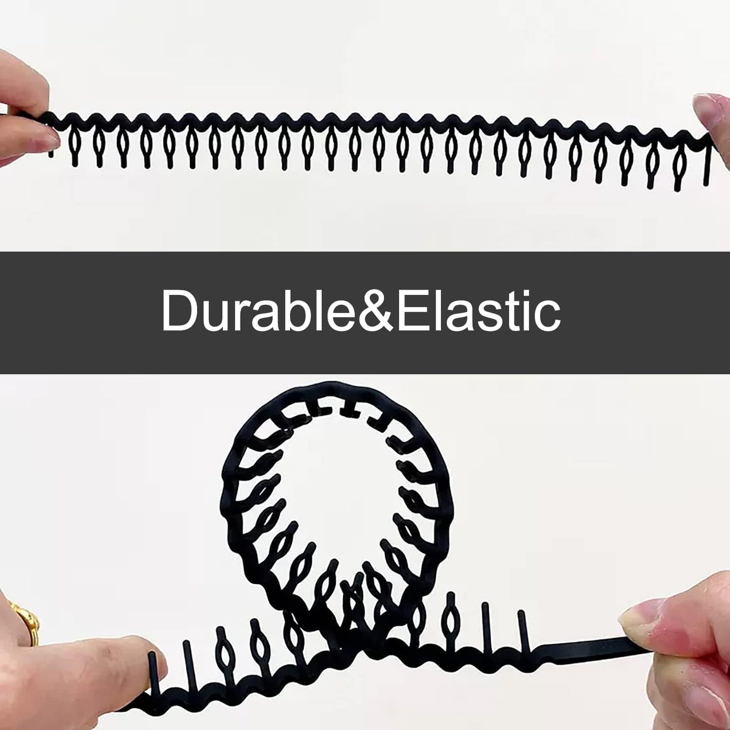ULTIMUTE 8 PCS Fashion No Slip Effortless Plastic Headbands with Teeth Comb Black Skinny Hair Accessories Bands for Women Men Teen Girls, Matte Black