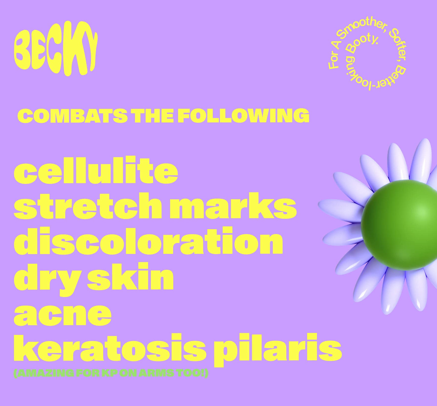 Becky | Natural Walnut Scrub + Exfoliator for Smooth Skin – Reduces Cellulite, Stretch Marks, Bikini Bumps, and Dry Skin | For Butt, Thighs, Legs, and Body