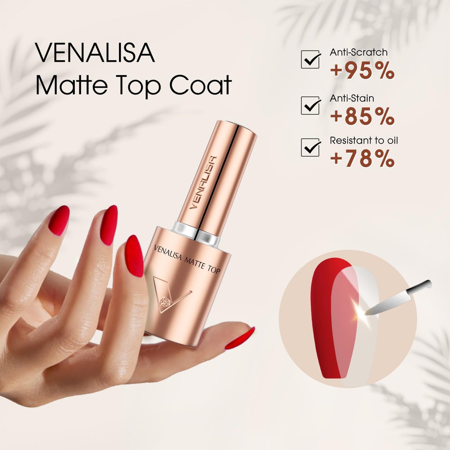 VENALISA 2 Pcs No Wipe Matte Gel Top Coat and Base Coat Set- Matte Top Coat Gel Nail Polish Kit, Soak Off Nail Art Home and Professional Manicure