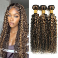 Brazilian Human Hair Bundles P1B/27 Curly Wave 8-12 Inch Highlight Ombre Blonde