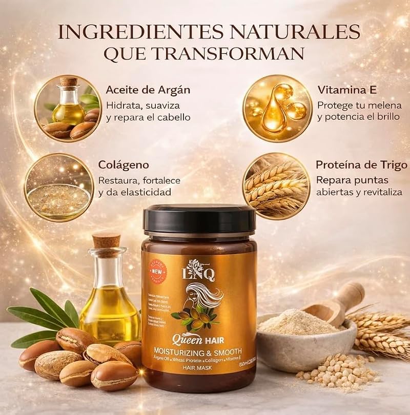 Deep Hydrating Keratin Hair Mask with Argan Oil 850ml for Frizz Control & Shine