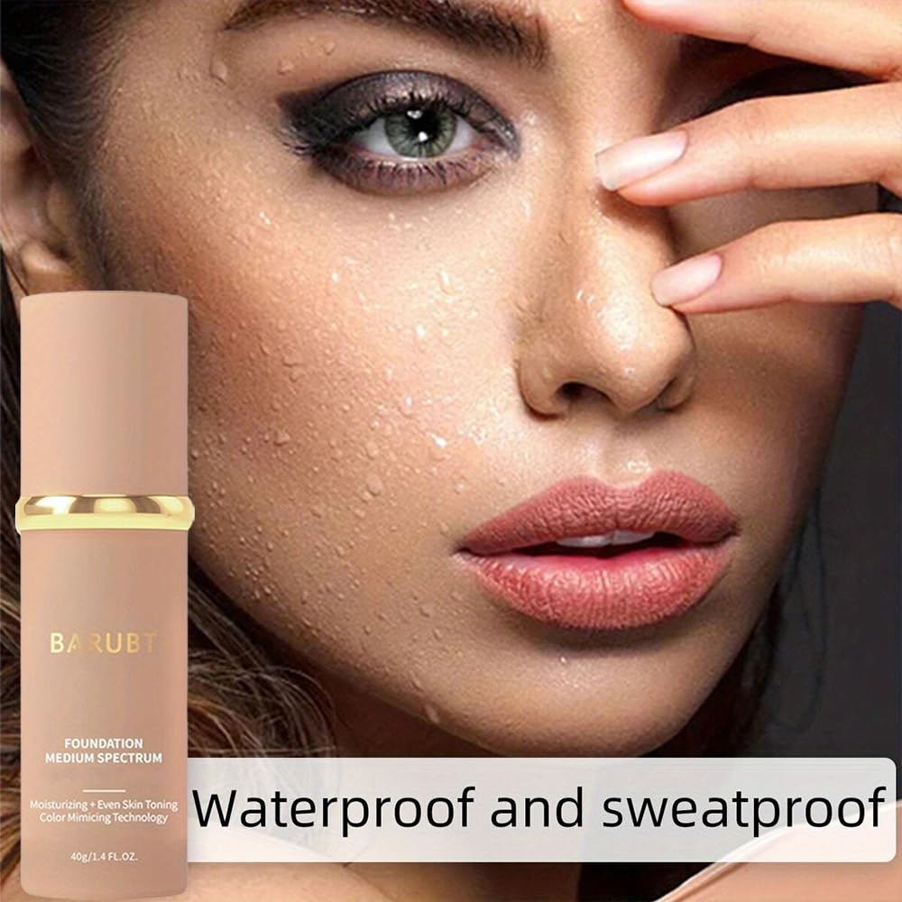 3PCS 4 in 1 Color-Changing foundation Liquid - Moisturizing Medium Full Coverage Concealer, Medium Spectrum Foundation Cream Moisturizing Nourishing,Waterproof & Sweatproof 40ml/1.41 FL.OZ*3