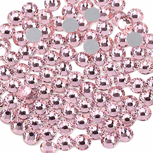 Beadsland 2880pcs Flat Back Crystal Rhinestones Round Gems for Nail Art and Craft Glue Fix,Light Pink,SS20,4.6-4.8mm