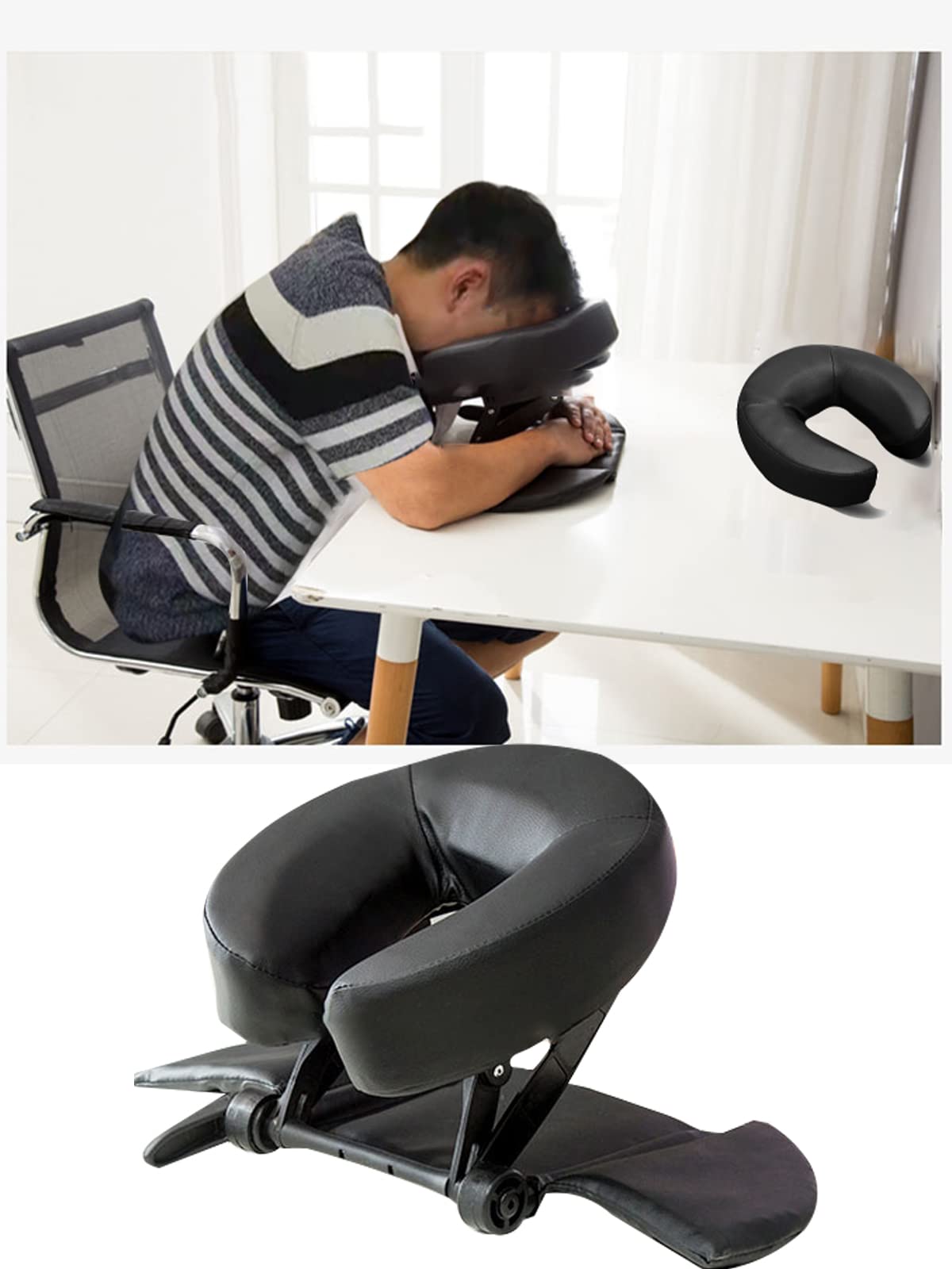 HOINCO Massage Face Cradle Cushion Universal Headrest Face Rest Neck Head Cushion for Massage Chairs Spa Bed (Black)