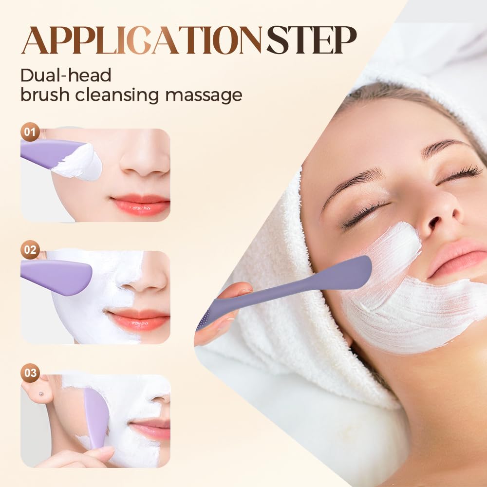 8PCS Silicone Face Mask Brush Facial Cleansing Brush,2 in 1 Silicone Face Brush Face Scrubber, for Exfoliating Massaging Remove Blackheads Makeup Skincare Removal for Mud Clay Body Lotion