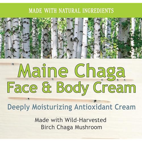 My Berry Maine Chaga Face & Body Cream 4 oz Value Size | Made with Wild Harvested Chaga from USA | Natural Ingredients | Lightweight Lotion for the Face & Whole Body