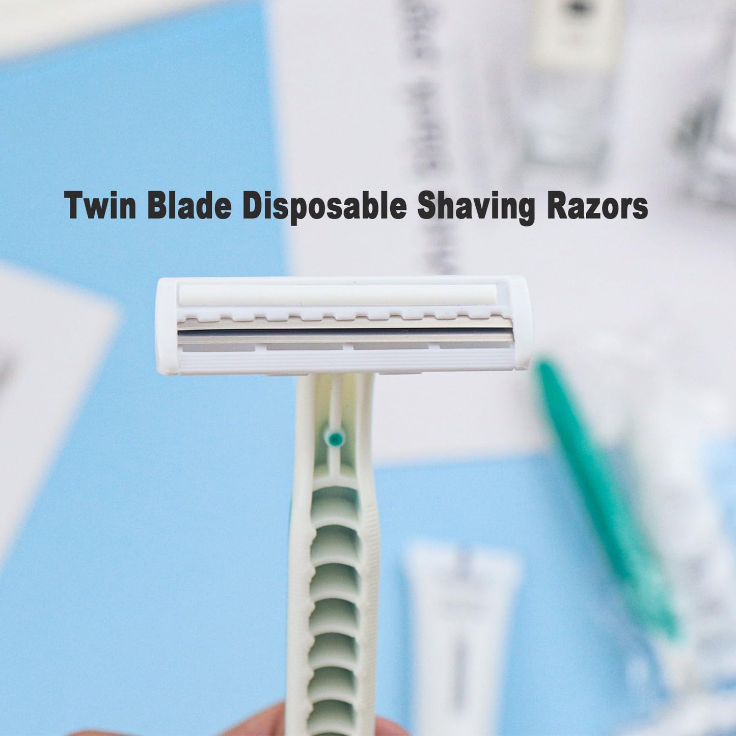 Disposable Razors in Bulk Pack of 60,Green Disposable Shaving Razors Individual Wrapped Twin Blade Bulk Disposable Razors with Clear Cap and 10g Shaving Cream for Homeless,Hotel,Travel,Charity,Shelter