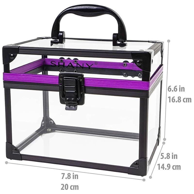 Clear Train Case Makeup Bag with Lock - Large Travel Cosmetic Organizer