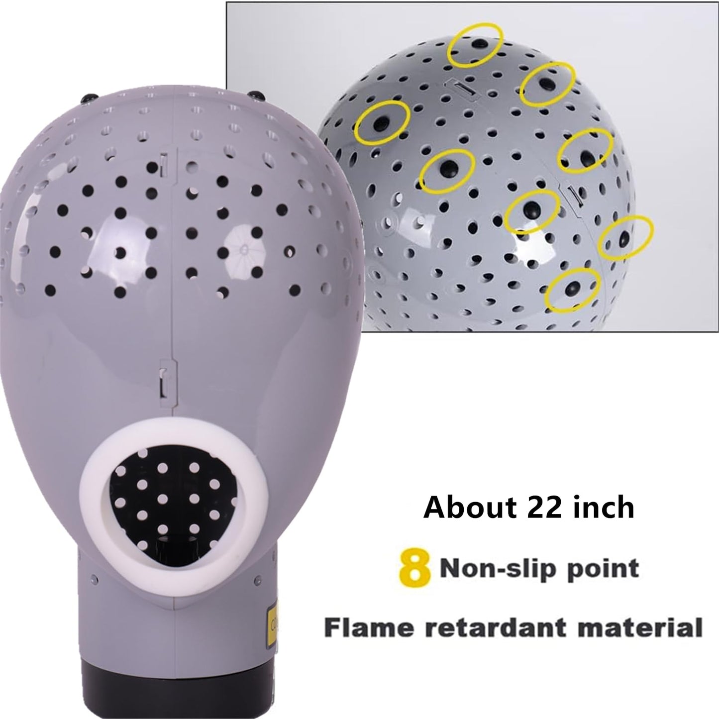 HOMEGOAL Hair Dryer Wig Stand Holder Mannequin Head, Drying Wig From Inside to Outside, Quickly, Easily, For Lace Scalp Cap Net (Dark Grey)