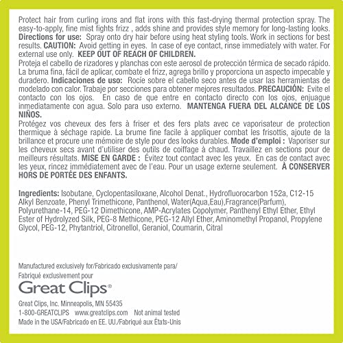 Great Clips Thermal Protection Hair Spray 6.5oz - Heat Protectant for All Hair Types