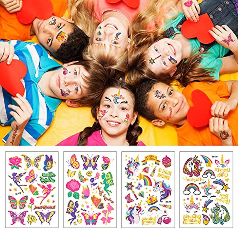 250+ Temporary Tattoos for Kids, Uni cor Mermaid Outer Space Dinosaur Glitter Tattoo, Boy Girl Birthday Party Favors Supplies, Stocking Stuffers Goodie Bag Filler