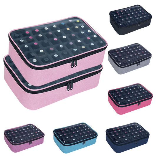 UOZL 2 Pcs Small Clear Nail Polish Organizer Holds 80 bottles(15ml-0.5fl.oz) Nail Polish Case Multifunctional Nail Polish Bag Organizer, Cosmetic Travel Makeup Bags for Women Pink