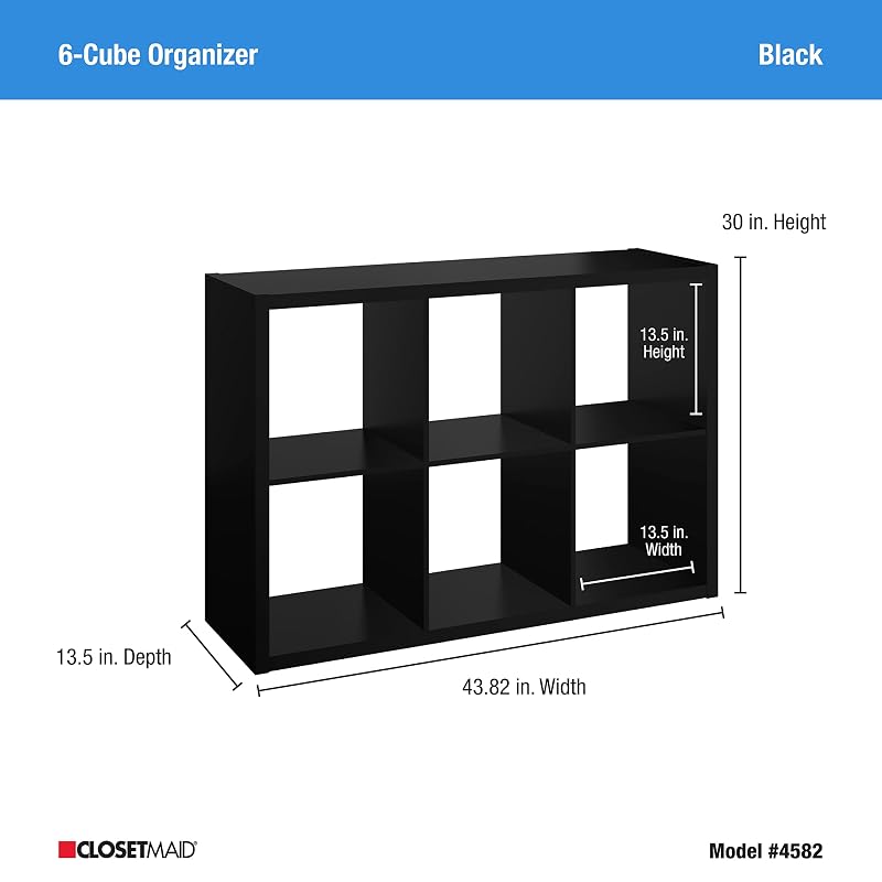 ClosetMaid 6-Cube Storage Organizer Shelf - Black Finish (Variation: Black+6-Cube)